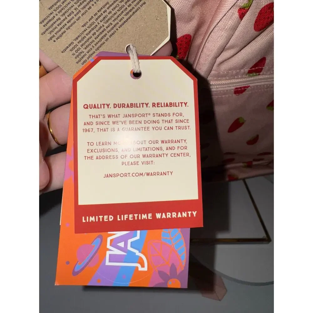 JanSport Big Student backpack in Strawberry Shower -NWT! - Picture 6 of 8